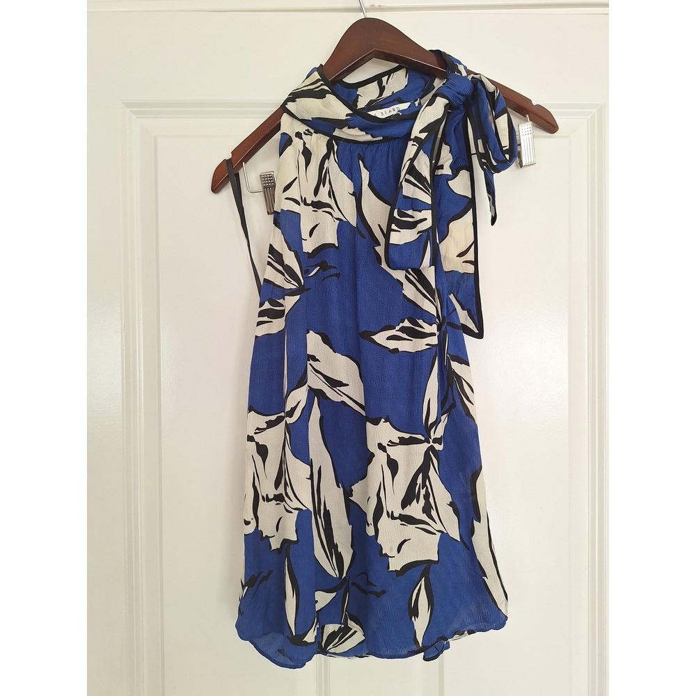 VERONICA BEARD SILK TOP FLORAL BLOUSE SIZE 4 One Shoulder